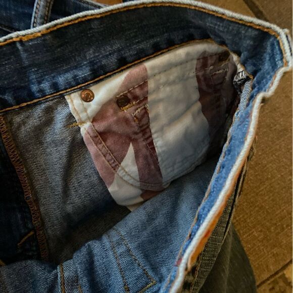 TRUE RELIGION Jeans Denim Flared Women’s 32x30 Vintage Distressed Streetwear - Picture 10 of 12